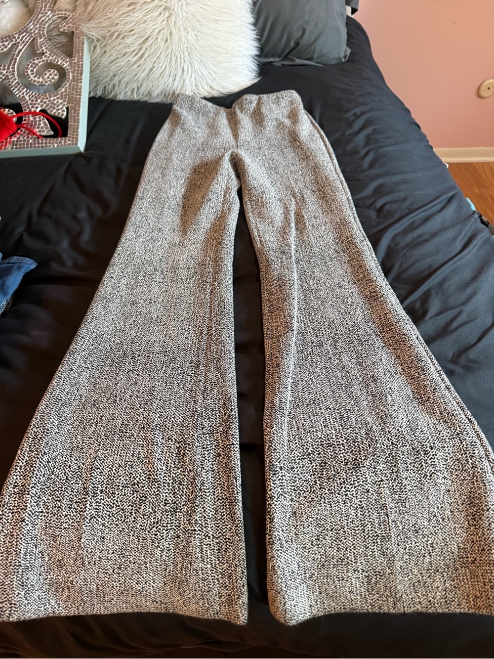 Express Gray Knit Wide-Leg Pants